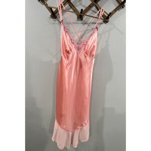 Secret Pleasure Light Pink Stain V-Neck Nightgown Tie Waist size Large